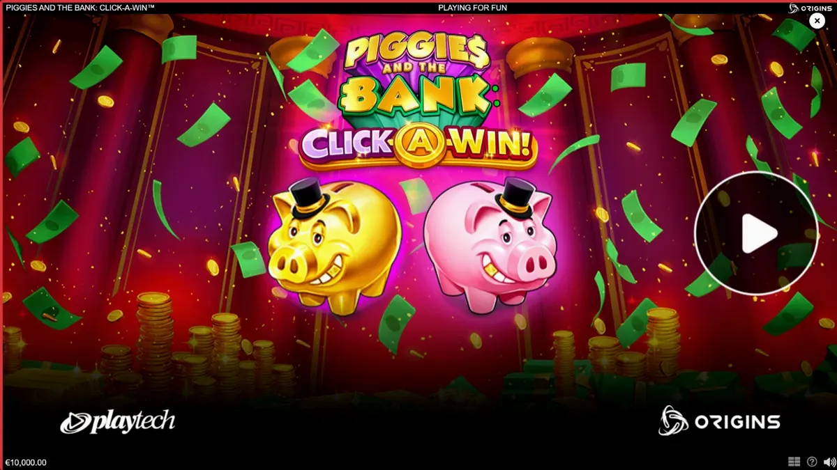 Porquinho elegante com cartola em um cenário de cofre de luxo no slot Piggies and the Bank