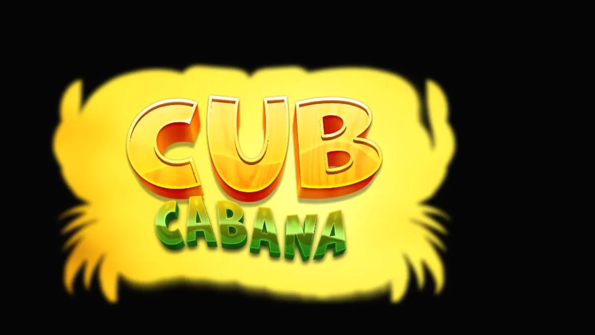 Interface do slot Cub Cabana com elementos tropicais e rolos de madeira